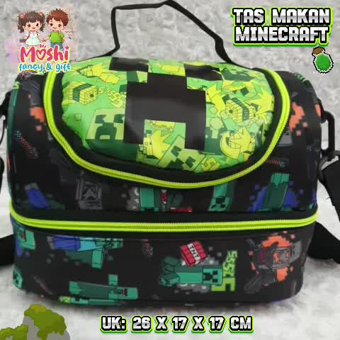 Tas Makan Minecraft / Lunch Bag Anak Laki-Laki / Tas Bekal Anak Boy/ Lunch Box Karakter Minercaft