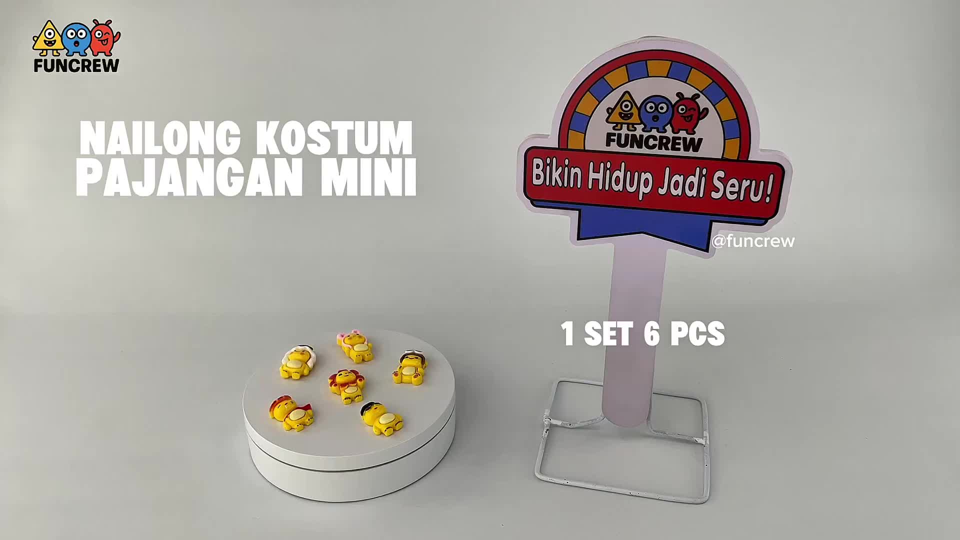 [FUNCREW] 1 Set 6pcs Pajangan Dashboard Mobil Dino Nailong Lucu – Mini Figure Dino Kuning Gemoy – Aksesori Mobil Viral