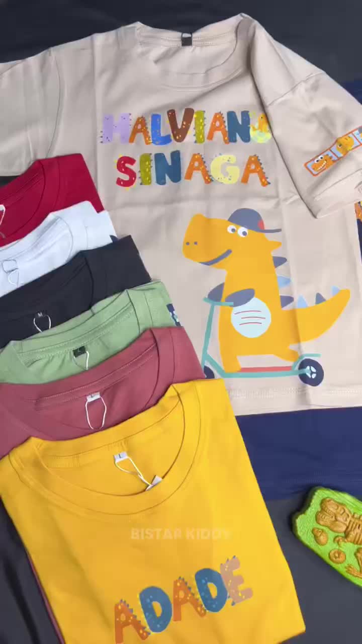 Kaos Anak Digital Printing "Motif DINO BISA CUSTOM NAMA " BSR KIDZ 11 Kaos Distro Kaos Atasan Kids Baju Anak kecil kain Cotton Combed Pakaian Anak anak