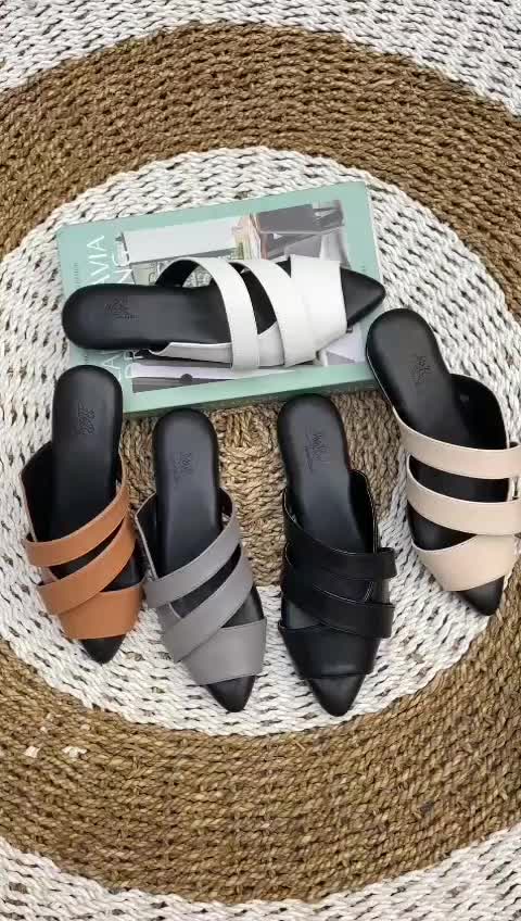 RR,01.sepatu wanita mules slip on sandal slop cw sandal heels 2 cm