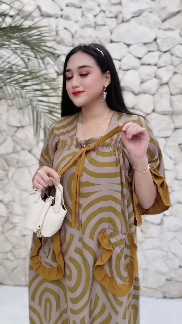Daster Jumbo LD 120 Lalisa Garis Lengkung/Leo Busui Rempel Bawah Depan Rayon Super Premium Bumil Claressa Collection daster  harian