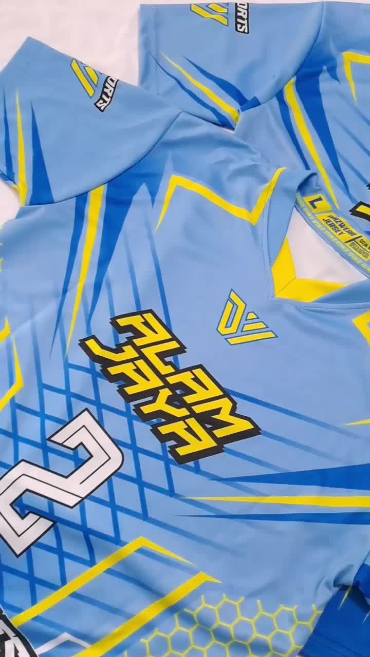 Jersey Voli fullprinting Custom nama dan sponsor bahan drifit adem uniseks Sport