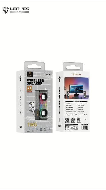 LENYES S220 12W Mini Transparan Wireless Speaker Bluetooth 5.3 Transparant RGB LED Light TWS Portable