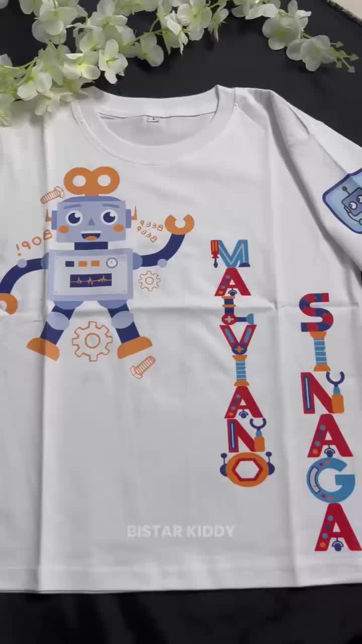 Kaos Anak Digital Printing "Motif ROBOT BISA CUSTOM NAMA " BSR KIDZ 50 Kaos Distro Kaos Atasan Kids Baju Anak kecil kain Cotton Combed Pakaian Anak anak