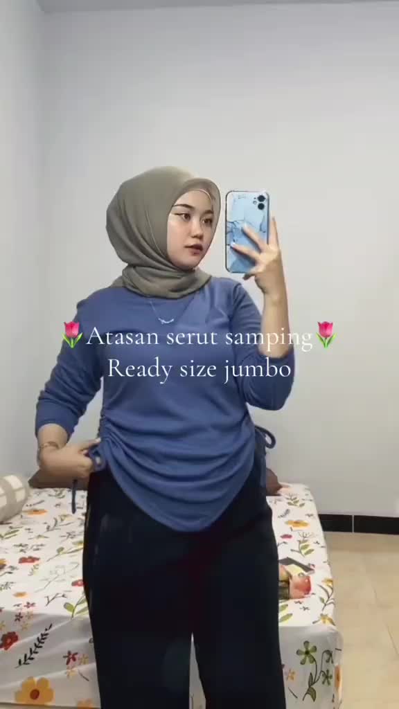 shazha BLOUSE SERUT SAMPING atasan blouse knit model serut samping wanita lengang panjang koreanstyle model crop serut samping Fashion