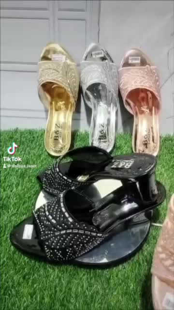 Sendal High Heels Wanita Pesta KP-08Realpick100% Asli, Berkualitas dan Murah, Size 37-42, Hak (5cm)COD Karet Sandal Shoes Kaca