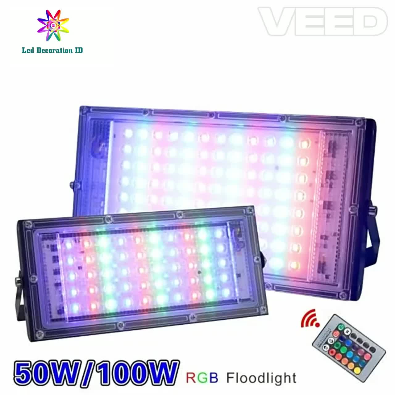 LAMPU SOROT 50W RGB MODEL TIPIS IP65 / LAMPU TEMBAK TIPIS 50 WATT RGB