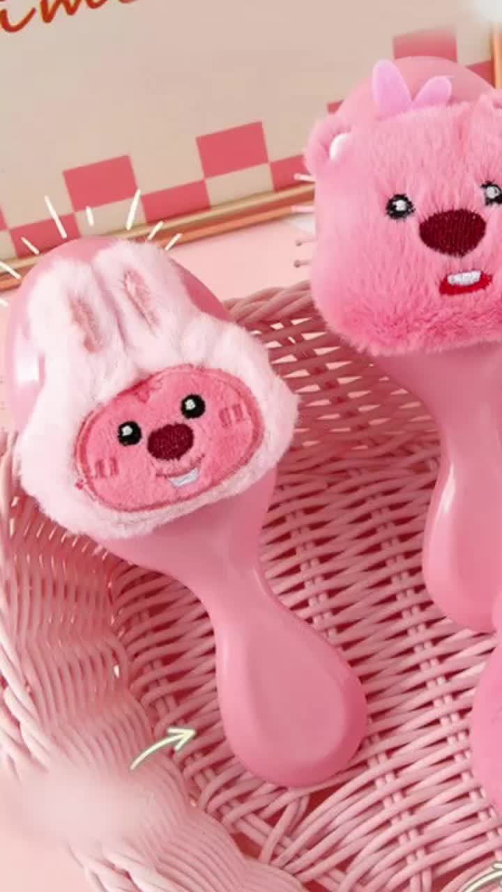 BISA COD F6604 Sisir Rambut Bulat 2 in 1 / Hair Comb Pocket Travel Size 3D Karakter