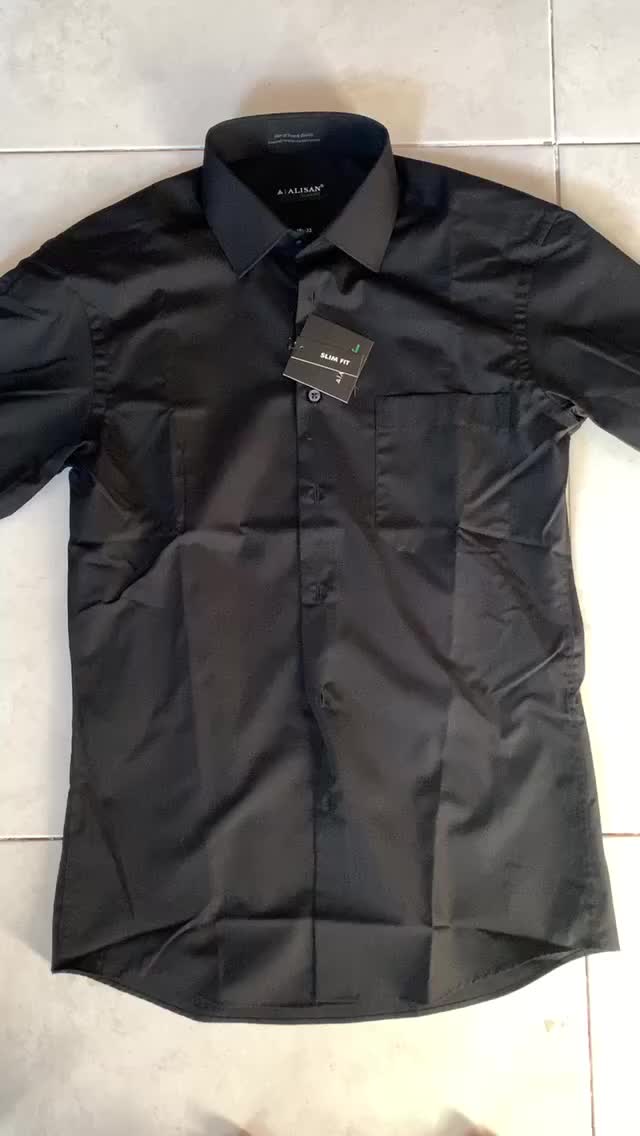 ALISAN Kemeja Polos Hitam Lengan Panjang - Slim Fit - Formal Kerja - Kualitas Super - Baju Kantor