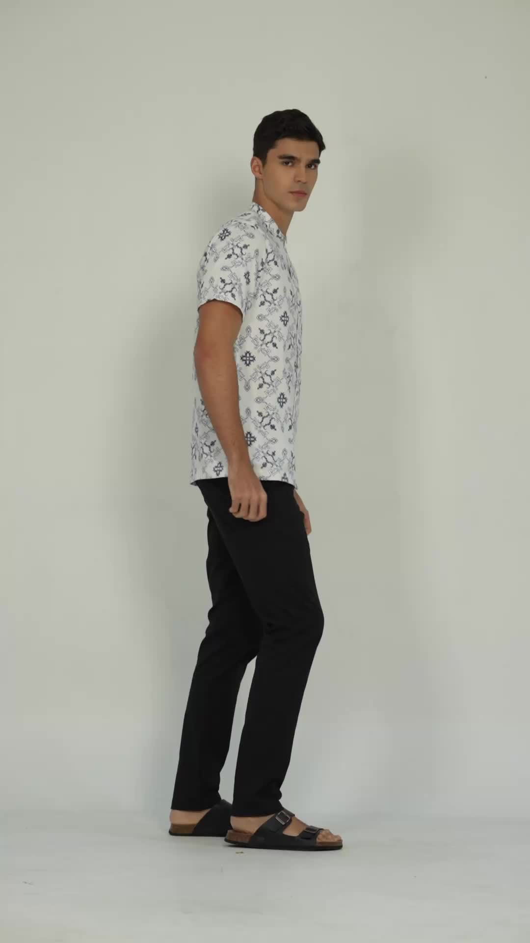 MANZONE - Kemeja Shanghai Lengan Pendek Pria Jaffar Modern Fit - White