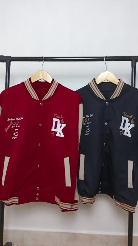 Jaket Varsity Baseball Full Bordir Pria Wanita Bahan Fleece Tebal DK Baseball Bisa untuk Couple Pasangan