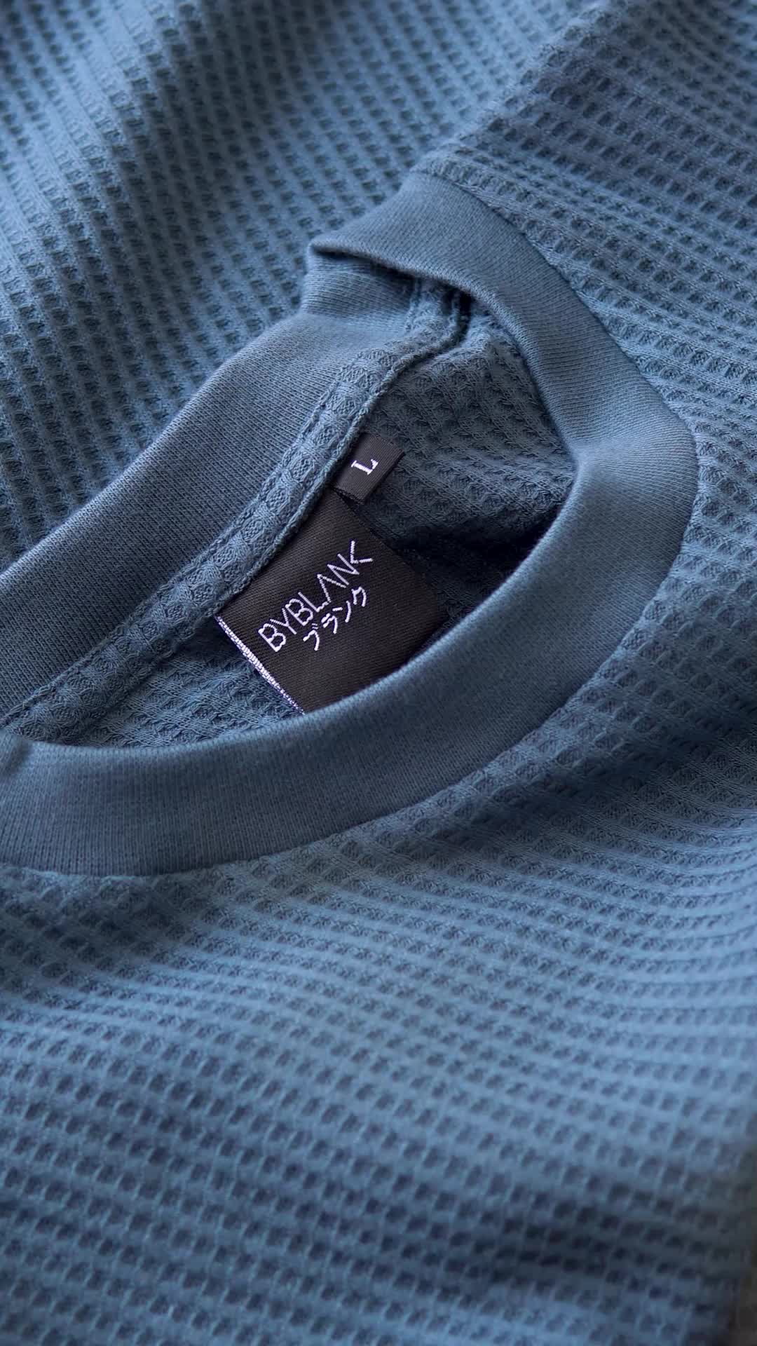 Beppu Kaos Knit Waffle In Stone Blue- Kaos Polos Waffle Pria Premium Biru - ByBlank