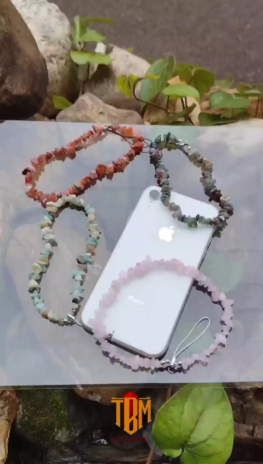 Strap Phone asli Batu Pecah/Kerikil Kecil natura cantik - Aksesoris Ponsel Lanyard