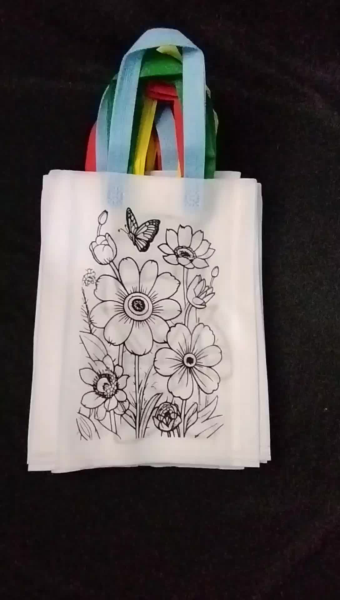 MEWARNAI TAS LUKIS GOODIE BAG WARNA PUTIH uk 30*40 isi 40pcs Karakter
