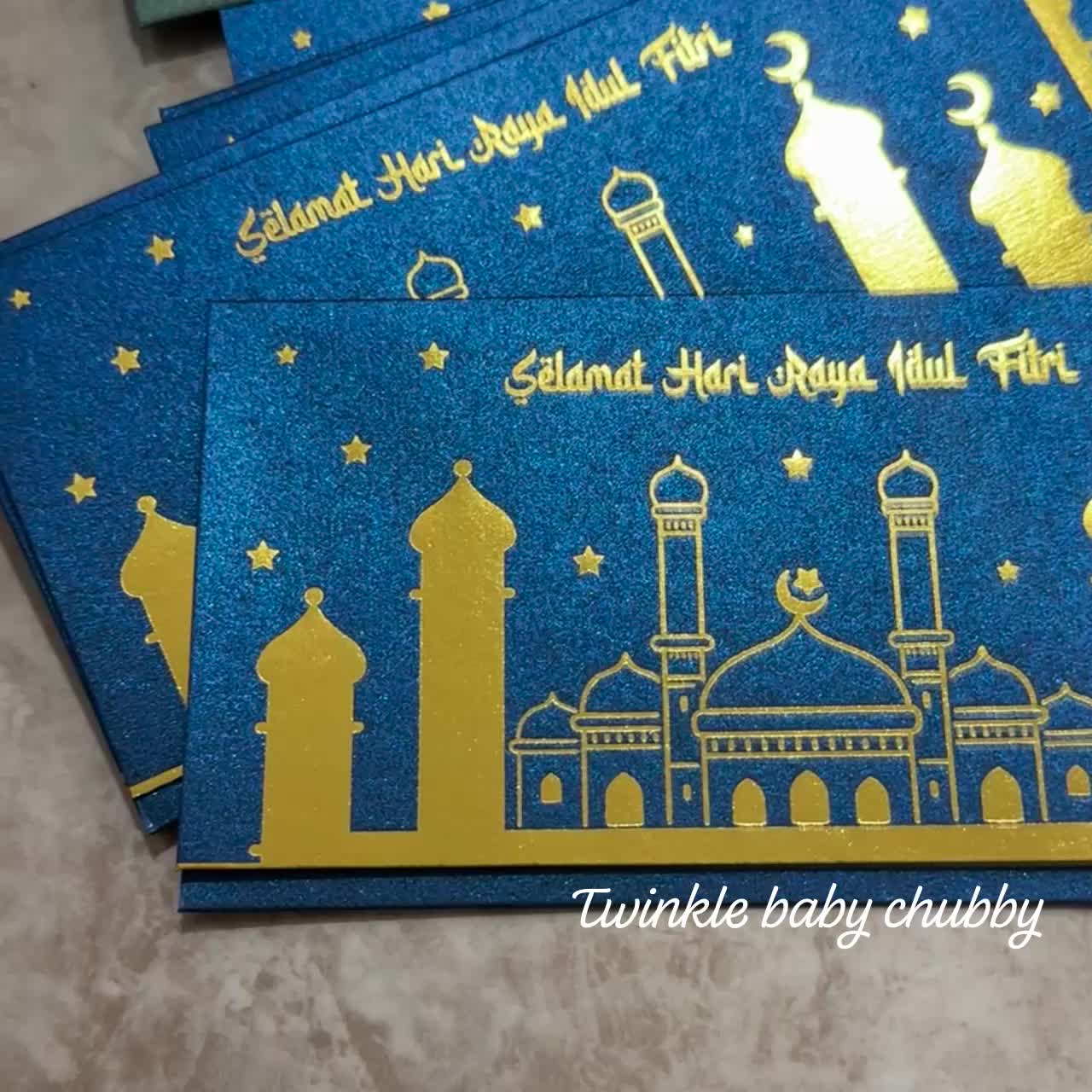 Amplop Uang Emas Idul Fitri THR Lebaran Eid Mubarak Angpao Emboss Foil Emas Jumbo Besar -