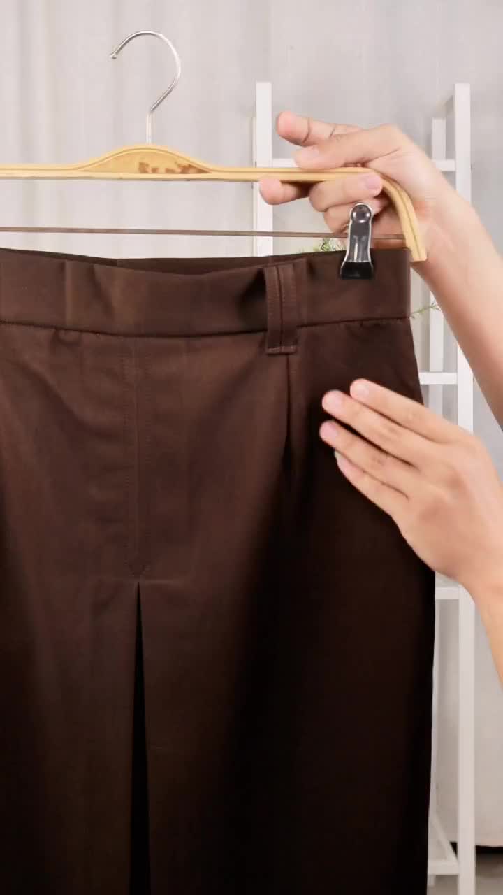 Rok sekolah span belah satu depan smp/sma Wanita Panjang Hitam Casual