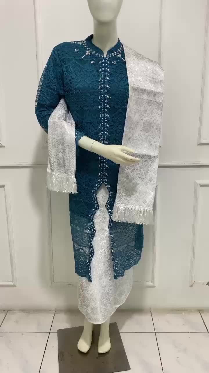 Stelan Kebaya Lalisa Payet Brokat – Rok Songket + Selendang + Hijab | Busui Friendly | Kebaya Wisuda, Lamaran, Pesta
