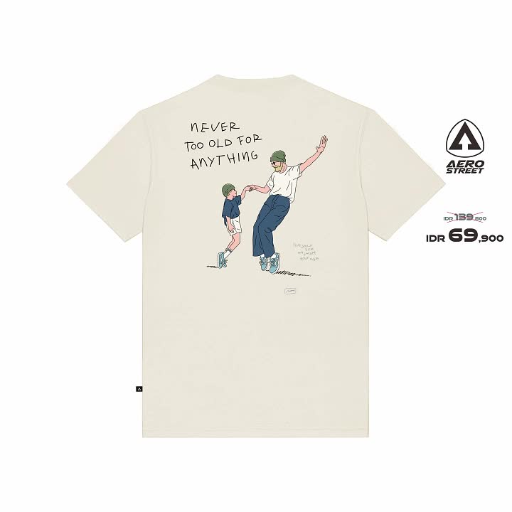 Aerostreet T Shirt Forget Your Age Cream  Kaos T Shirt ABCAA