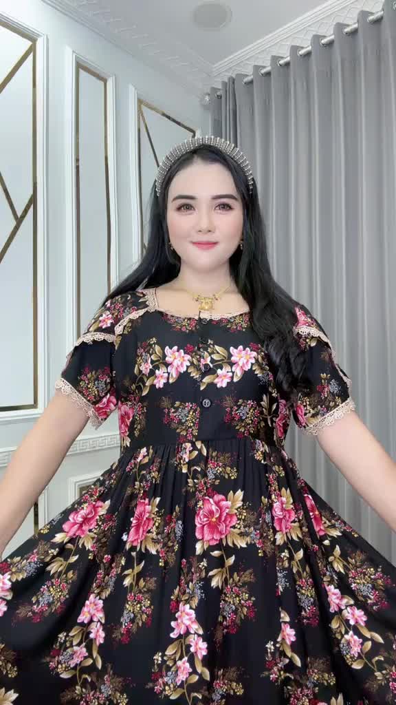 Midi Dress Wanita Natasha NataList Ld Bahan Katun Rayon Lengan Pendek Ld110 pb 120