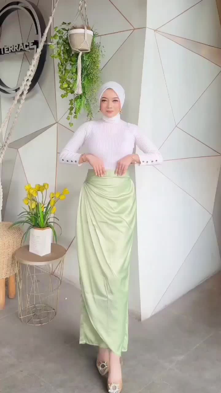 FREYA stelan rok kebaya modern  Bordir gamis lebaran Atasan Cantik Kancing Muslim Mutiara Setelan Panjang Karet