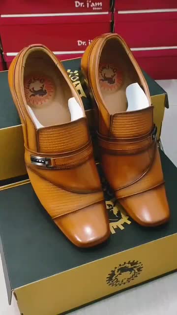 Sepatu Dr. Iam - Sepatu Pantofel Formal Pria - Kulit Sapi Asli 100% - Dr. Iam 6005 Tan ( Produksi Sendiri )