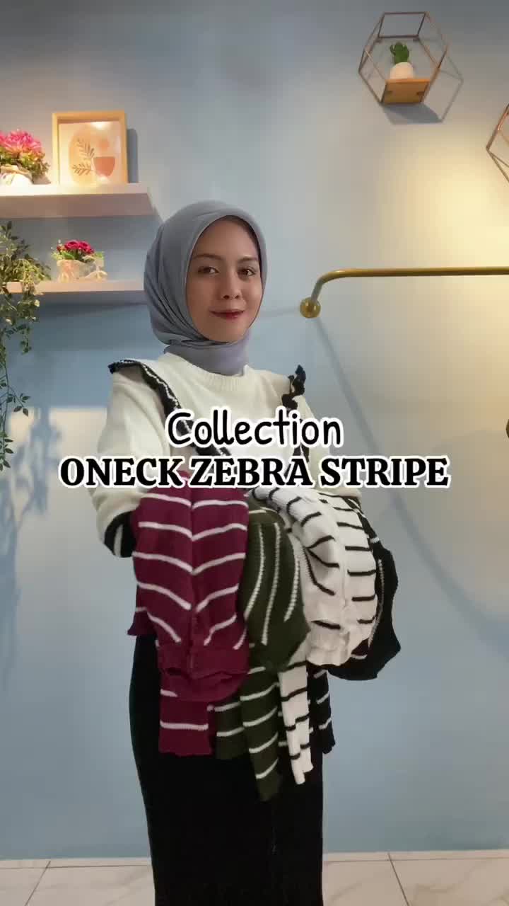 ONECK ZEBRA STRIPE I Sweater Rajut Kancing Motif Polet I Rajut Halus I Santai Fit Panjang Garis Garis