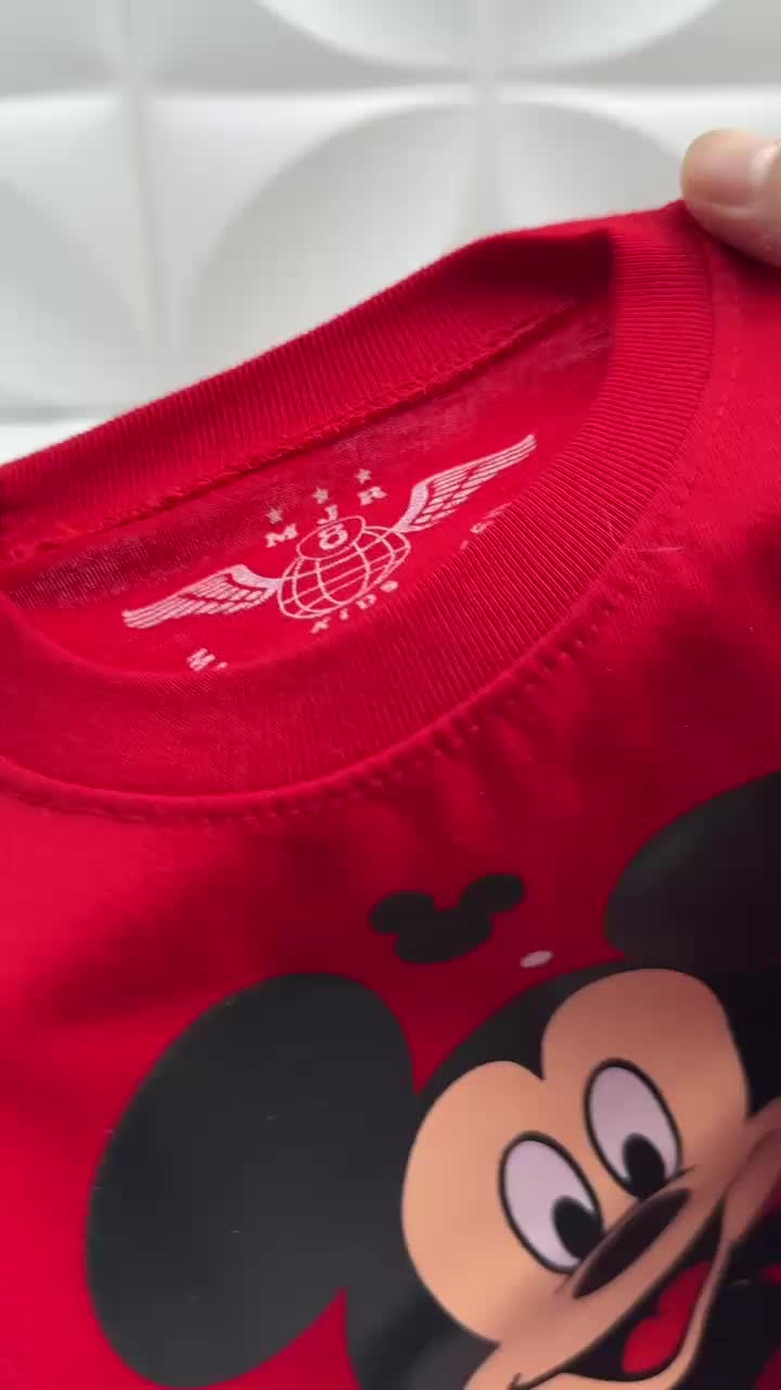 BAJU MICKEY MOUSE ANAK UNISEX SETELAN PENDEK KATUN FASHION USIA 1-10 TAHUN Perempuan