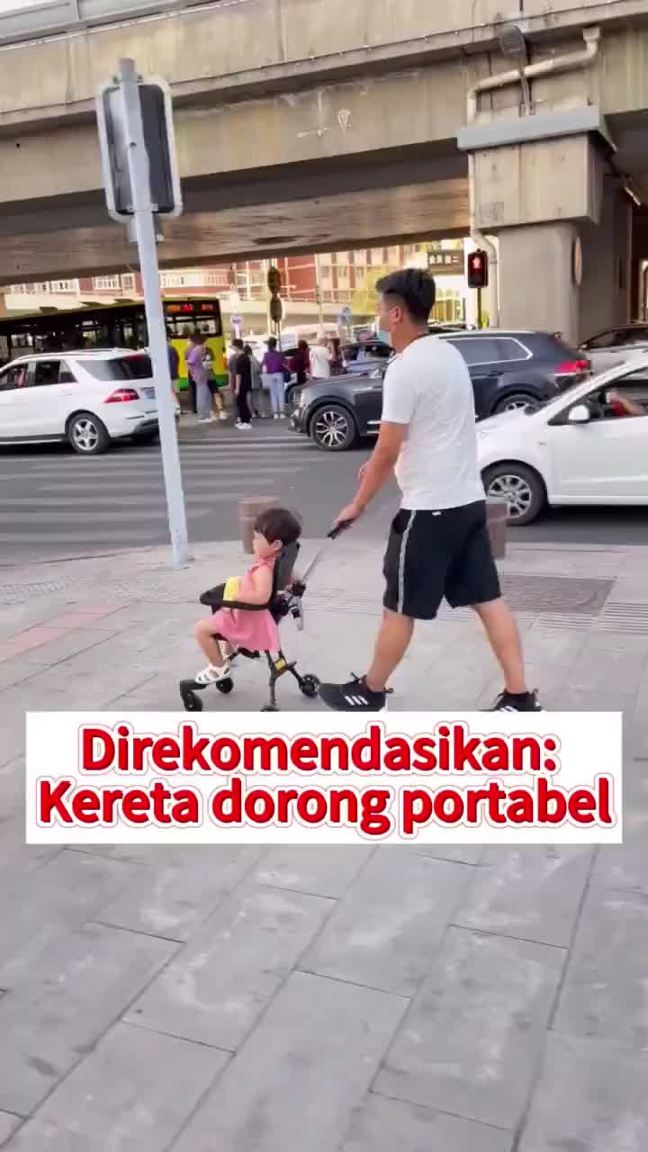 Stroller Bayi Magic 2 Way Travel Ringan dan Dapat Dilipat dengan Sabuk Pengaman 3 Titik Stroller Bayi Magic Ringan dan Praktis dengan Handle Dorongan yang Dapat Disesuaikan