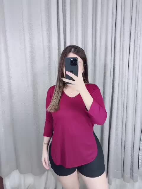 Atasan Wanita Oversize 7/8 Lengan Panjang Slit Kaos Polos / Kaos Oblong Fashion Pakaian Wanita
