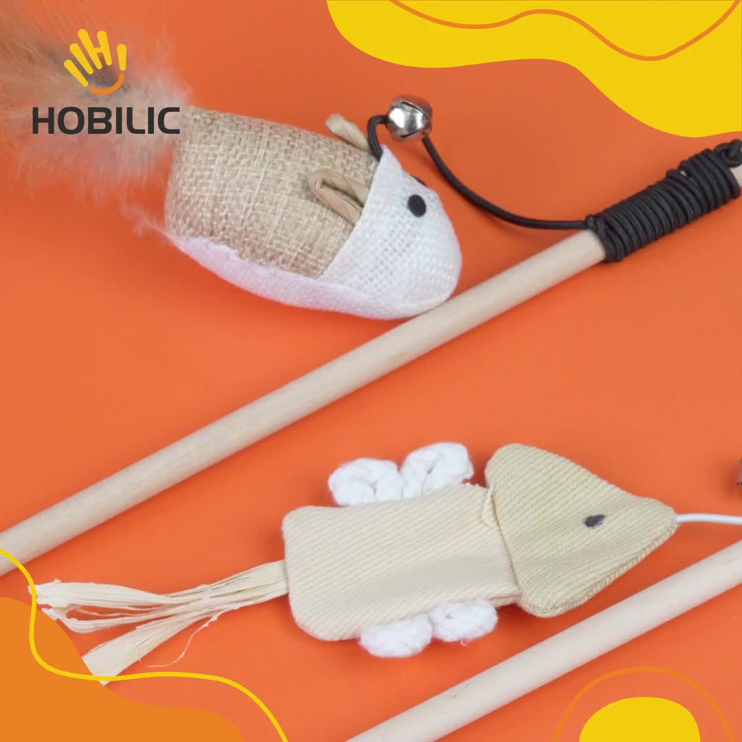 Hobilic Mainan Kucing Cat Teaser Chaser Toys Stick Mainan Tongkat Kucing Interaktif Pancingan Tikus