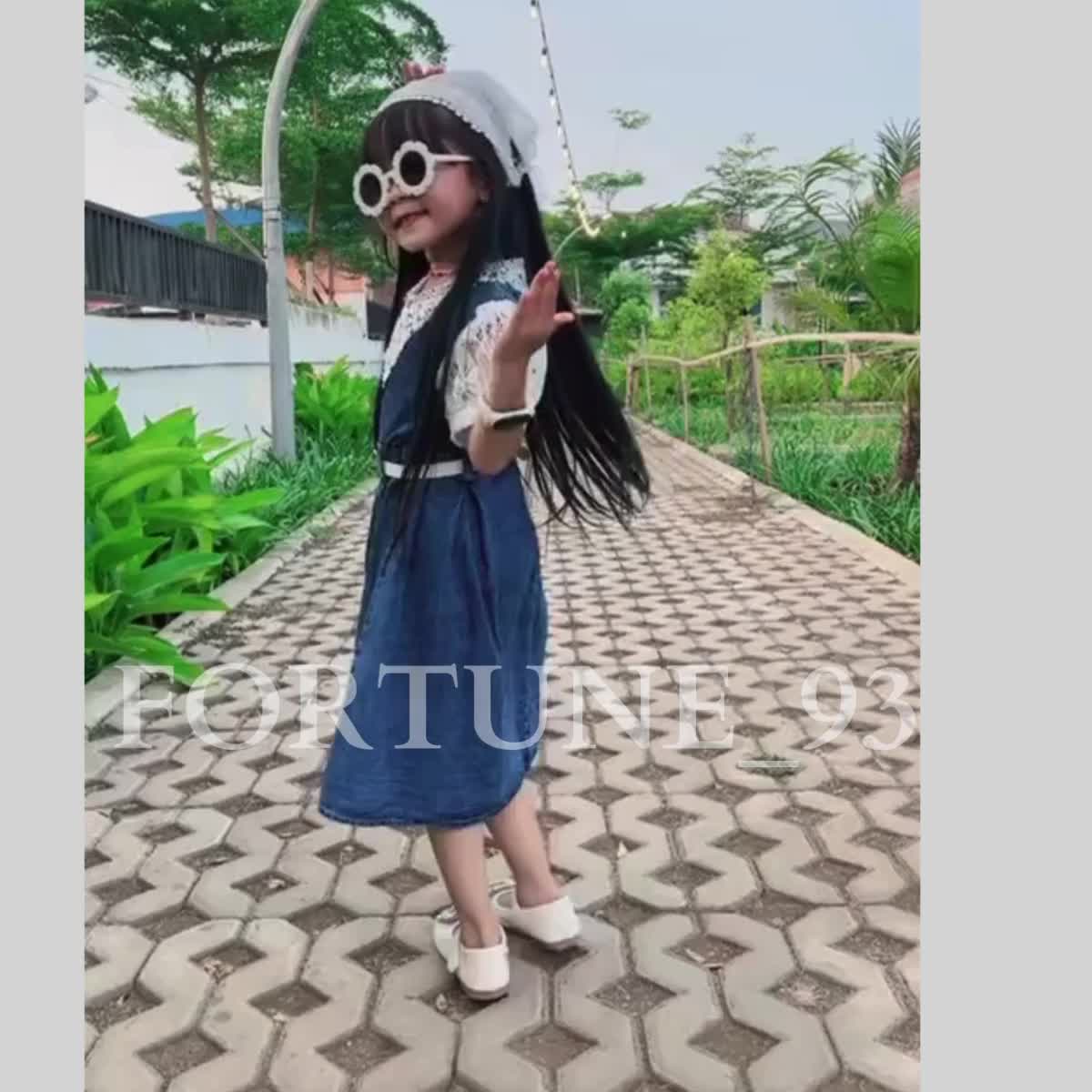 Dress jins anak perempuan import korean style mix brukat usia 3 - 8 tahun gaun anak perempuan dress kondangan anak perempuan dress natal anak perempuan dress cargo jins anak perempuan terbaru viral tiktok dress labubu / kuromi anak perempuan - COD Fashion