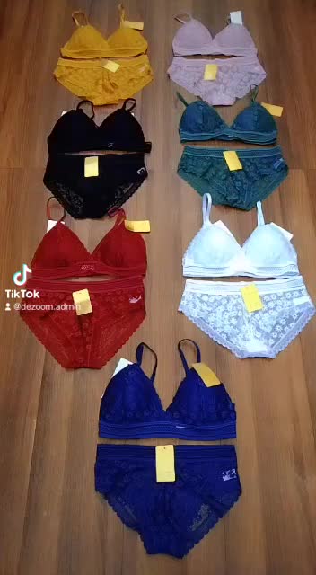 Bra set Tally 7338 Bahan Rajut Transaparan Sexy kait 2 Polos 3/4 Coverage Setelan Bh Busa
