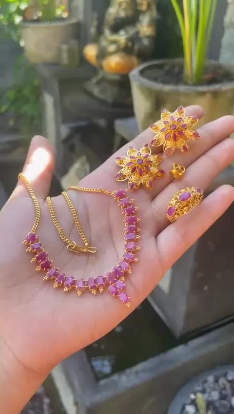 Set Perhiasan Full Mirah Ruby Perak Emas