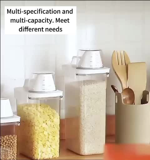 Multipurpose 1100ML/1800ML/2300ML Food Storage Jar with Measuring Cup Plastic Clear Acrylic Cereal Storage Container Botol Laundry Detergent Cereal