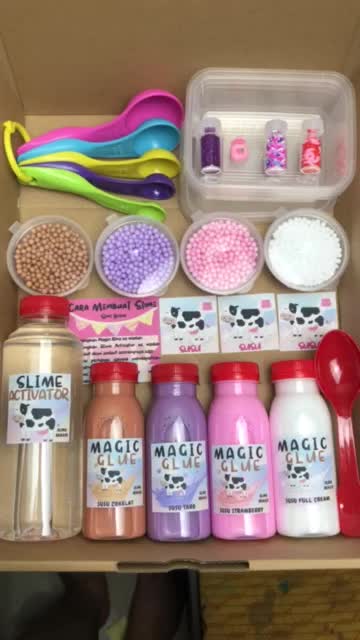 SLIME KIT SUSU / MILK LENGKAP | MEMBUAT SLIME DI RUMAH | KADO ULTAH | HADIAH | HAMPERS LEBARAN | BY SLIME BEKASI