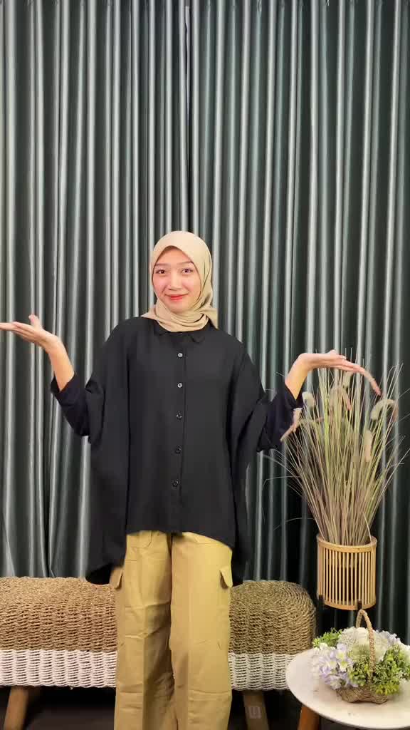 Baju Atasan Wanita - Elvira Top Blouse - Blus Basic Oversize Jumbo Crinkle Polos Panjang Casual Cringkle Airflow