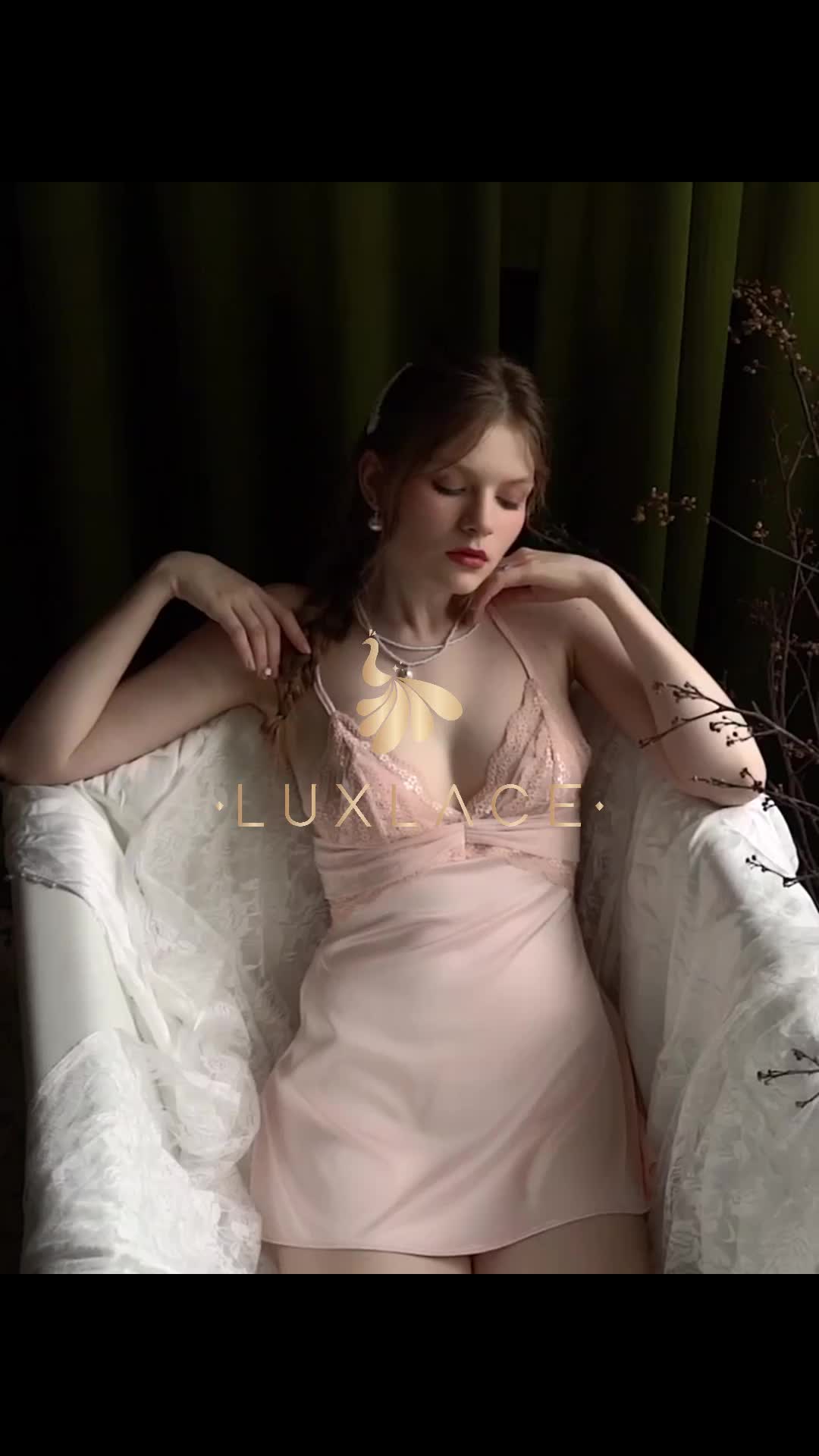 Luxlace 2)9206 piyama anak perempuan daster murah 10 ribuan Hiasan payet Keinginan murni seksi renda gaya istana putri licik gaun tidur selempang Eropa dan Amerika godaan tanpa punggung gaun tidur v dalam Pengiriman privasi Merah Dewasa