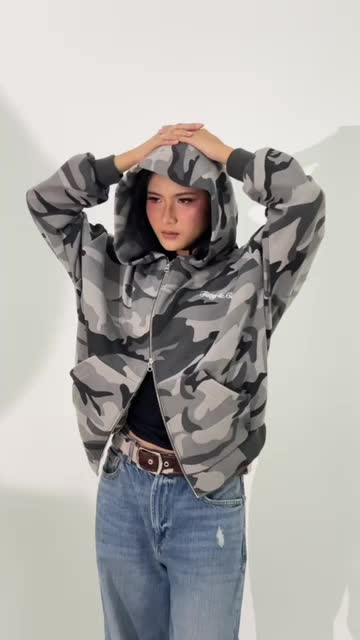 F’ Double Zip Camouflage Hoodie // Hoodie double zipper // Camo Hoodie Pria Wanita