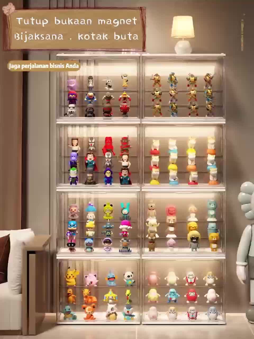 [COD] Kotak Display Penyimpanan Bening Kualitas Tinggi Figure Aksi Akrilik Bening Berdiri Kotak Display Tangga 2 Tingkat Mainan kontener tempat gelas tertutup tempat  dalaman