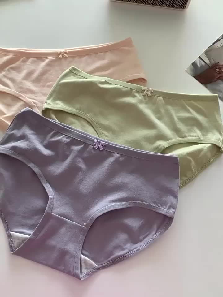 (Indonesia Stock) KOBENI Celana Dalam Wanita CD  kapas Bahan Katun CD Cewek Motif Polos murah cod  Lembut Basic Nyaman M-L-XL  Merah Muda  (Kni-065)
