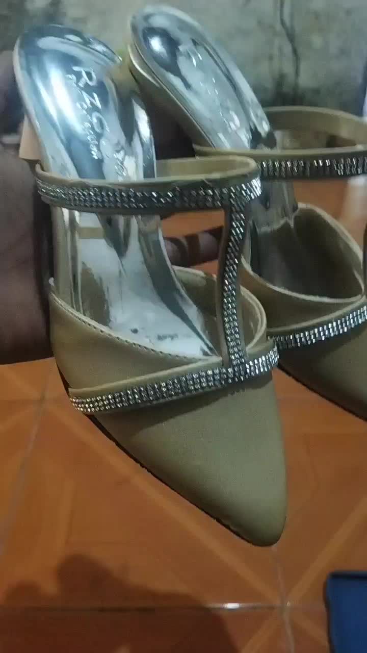 Sendal Heels Permat Model Terbaru Wanita Warna Hitam Salem Marun Gol Bahn - Sepatu Wanita - Shoes Sandal