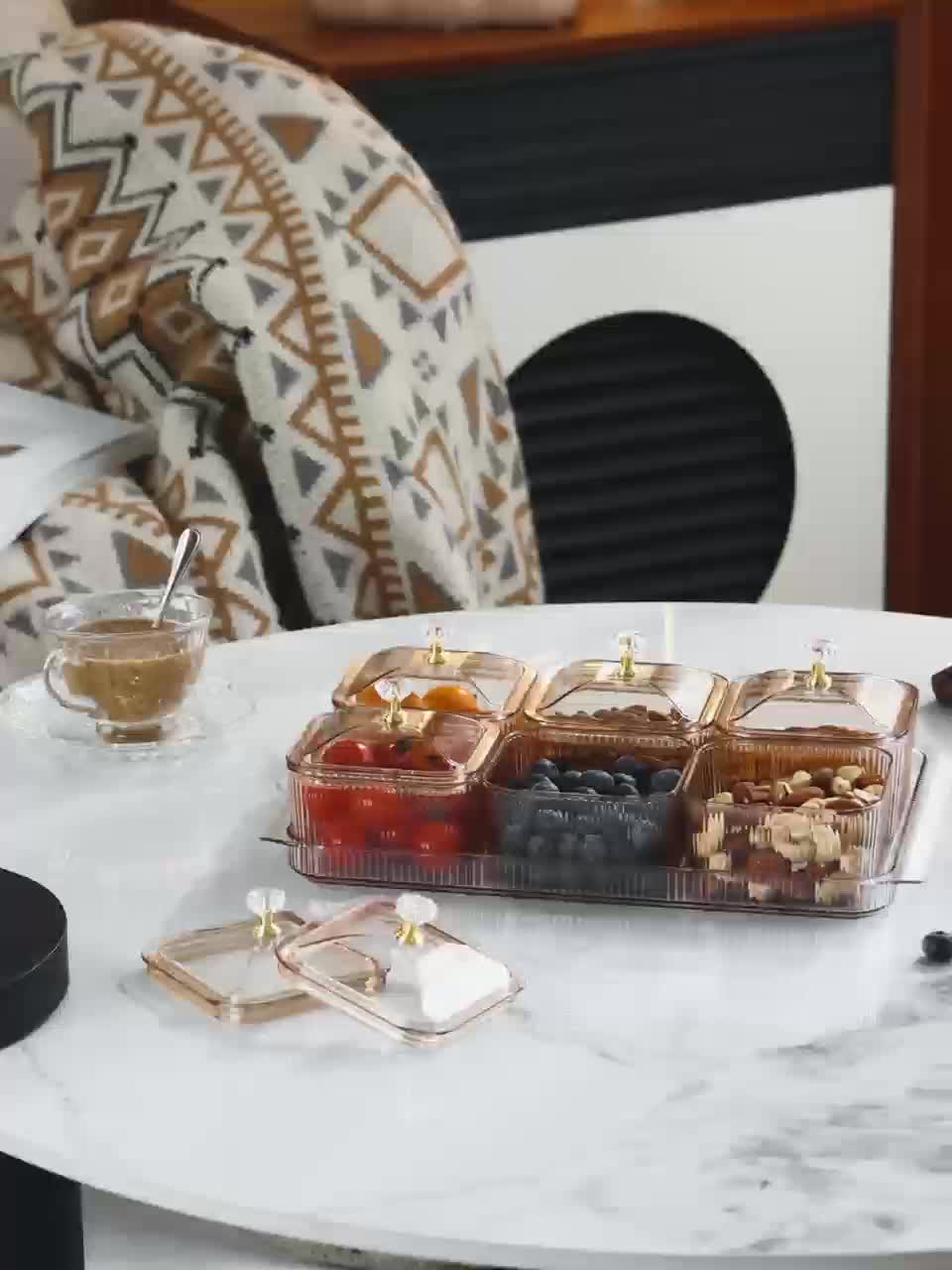【Lebaran Exclusive】Dejavu Toples Lebaran Dengan Nampan Toples Cemilan Permen Coklat Set Penyimpanan Makanan Saji Aesthetic HSB841