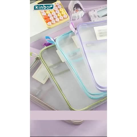 Tas Dokumen Transparan 3 Lapis / Tas Buku Portabel Jaring Tas Penyimpanan Kertas Stationery Merah box  file  dokumen