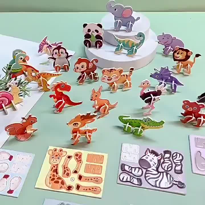 30PCS Puzzle 3D DIY Mainan Edukasi Motif Hewan laut Dino Animal Serangga Pesawat Lucu/Mainan Edukasi