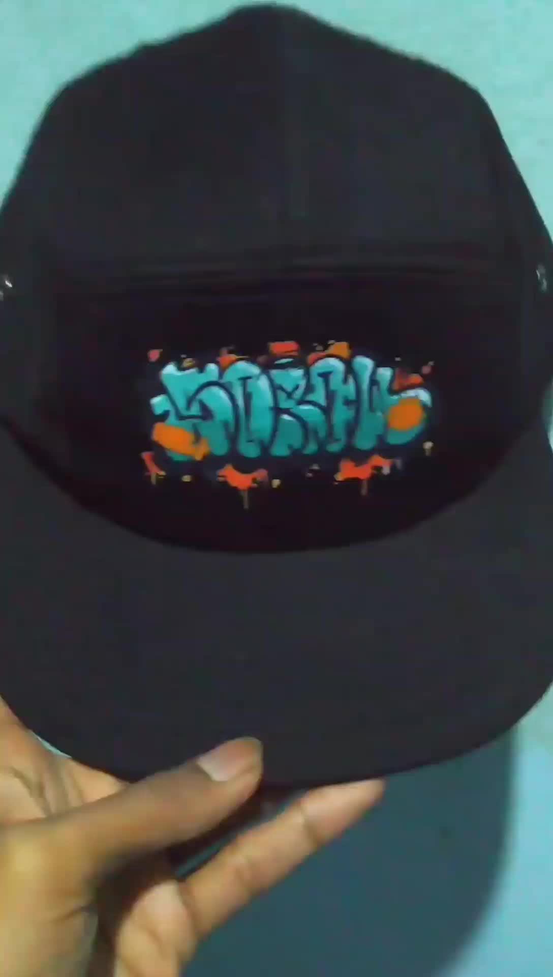 Topi Snapback 5 Panel YRF.STORE Warna Hitam dengan Logo Sablon Unik GRAFFITI SKENA Simpel,topi skena,five panel snapback,topi skena outfit