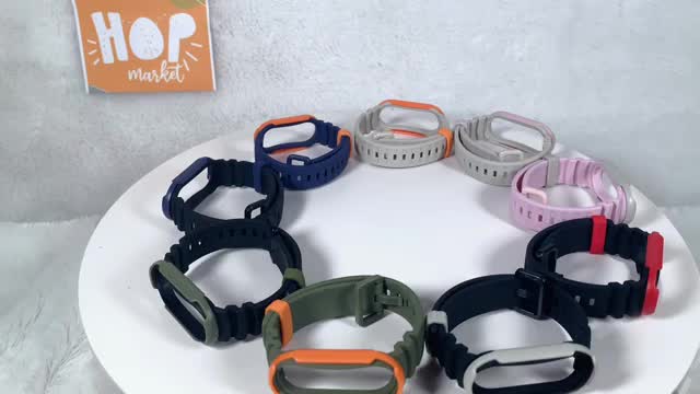 MIJOBS GS7 Silicone Rubber Strap with Bumper Case Cover for Xiaomi Mi Band 7/6/5 (Tali Jam Silikon TPU dengan Casing)