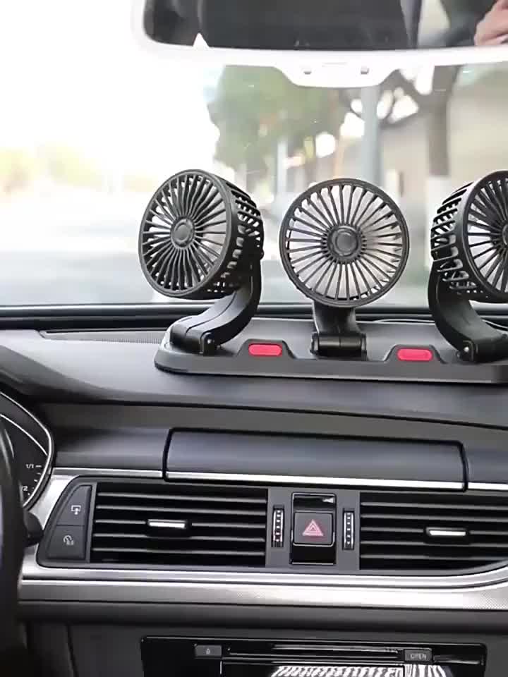 [BAS] Kipas Angin Mobil 3 Kepala 12/24V Kipas Pendingin Truck USB Dashboard Rotasi 360 Fan Car Simple