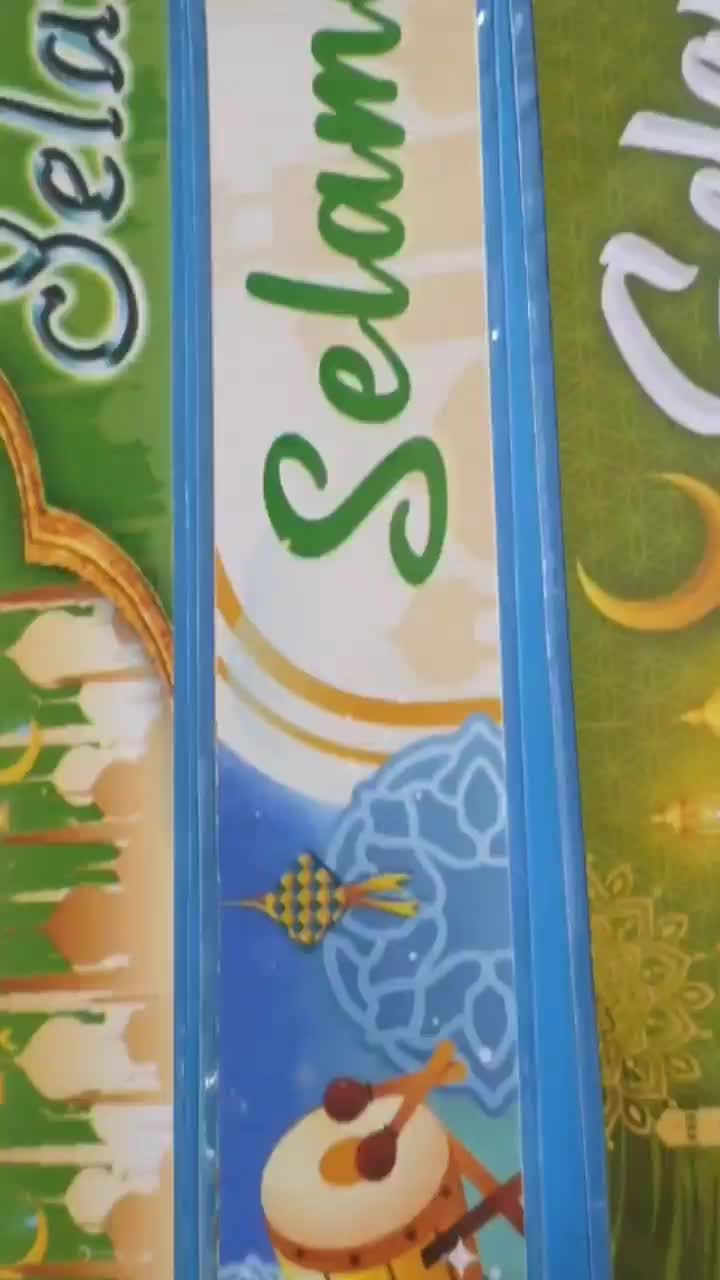 Murah!! (5Pak isi 50Lmbr) Pita selempang B, Selempang Parcel hampers Selamat Idul Fitri, Banner pita kertas Lebaran, pita parcel lebaran, pita lebaran, label parcel