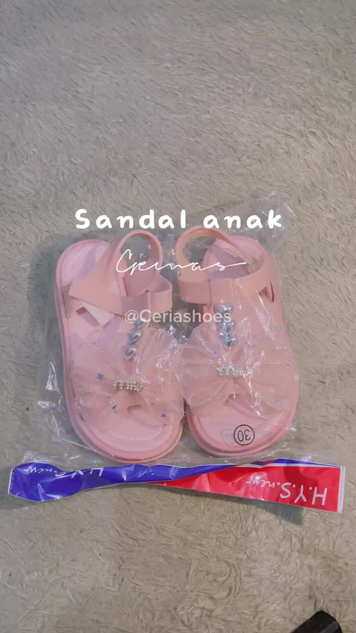 Sandal Anak Perempuan Import Sol Empuk Anti Slip Bahan Jelly Elastis Motif Kupu Mutiara 6055 Karet Fashion