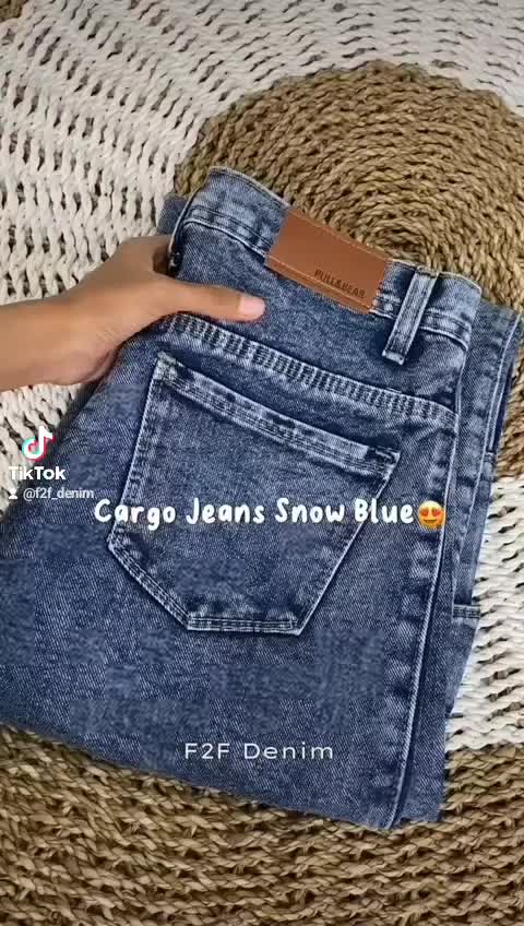 Celana Highwaist Cargo Loose Jeans Wanita Panjang Bawahan High Hitam Cewek Dewasa